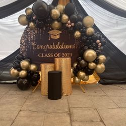 balloon backdrop, pillars, cylinders 