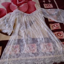 2 New Woman's Dresses Size XL Lace Fabric Great For Any Occasion Off-white And Black Colors $10 Each Please See All Pictures Pick Up At Country Club A