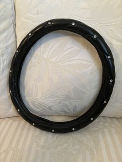 Rhinestone Leather Steering Wheel Cover