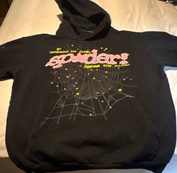 Sp5der black/pink authentic hoodie MENS LARGE