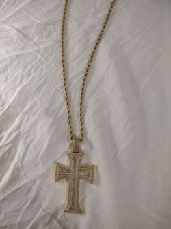 Gold Plated Cross Necklace Men's 