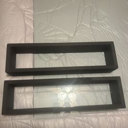 2 24 Inch Rectangle Wood Shelves With Sawtooth Hangers Made From real Wood 