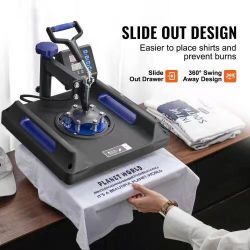 30& Heat Press Machine, 15 x 15 inch, 8 in 1 Heat Transfer Machine with 30 oz Tumbler Press, 360° Swing Away Digital T-Shirt Pressing, Teflon Coating,