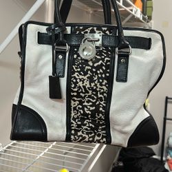 Michael Kors Black & White Zebra-Print Bag | Designer Purse | Used
