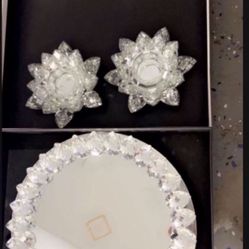 Brand New Crystal Set 2 Candle Holder 