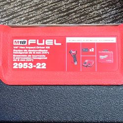 Milwaukee 1/4" Hex Impact Driver Kit M18 Fuel 18v Brushless Cordless With Two 5.0Ah Batteries, Charger & Hard Case New In Box