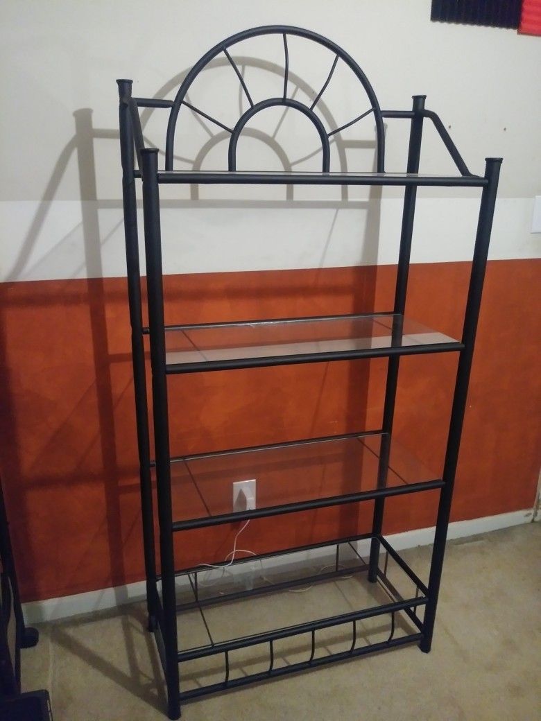 Wrought Iron Standing Shelf Glass Shelf
