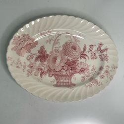 Vintage Royal Staffordshire Charlotte Pink Scalloped Oval Platter 11.75"