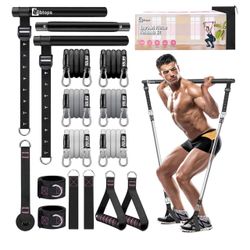 Pilates Bar Kit with Resistance Bands,Pilates Bar with Stackable Bands Workout Equipment for Legs,Hip,Waist and Arm,Exercise Fitness Equipment for Wom