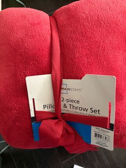 New 2-Piece Pillow & Throw Set Red