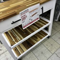 Seville Kitchen Cart with Acacia Shelves