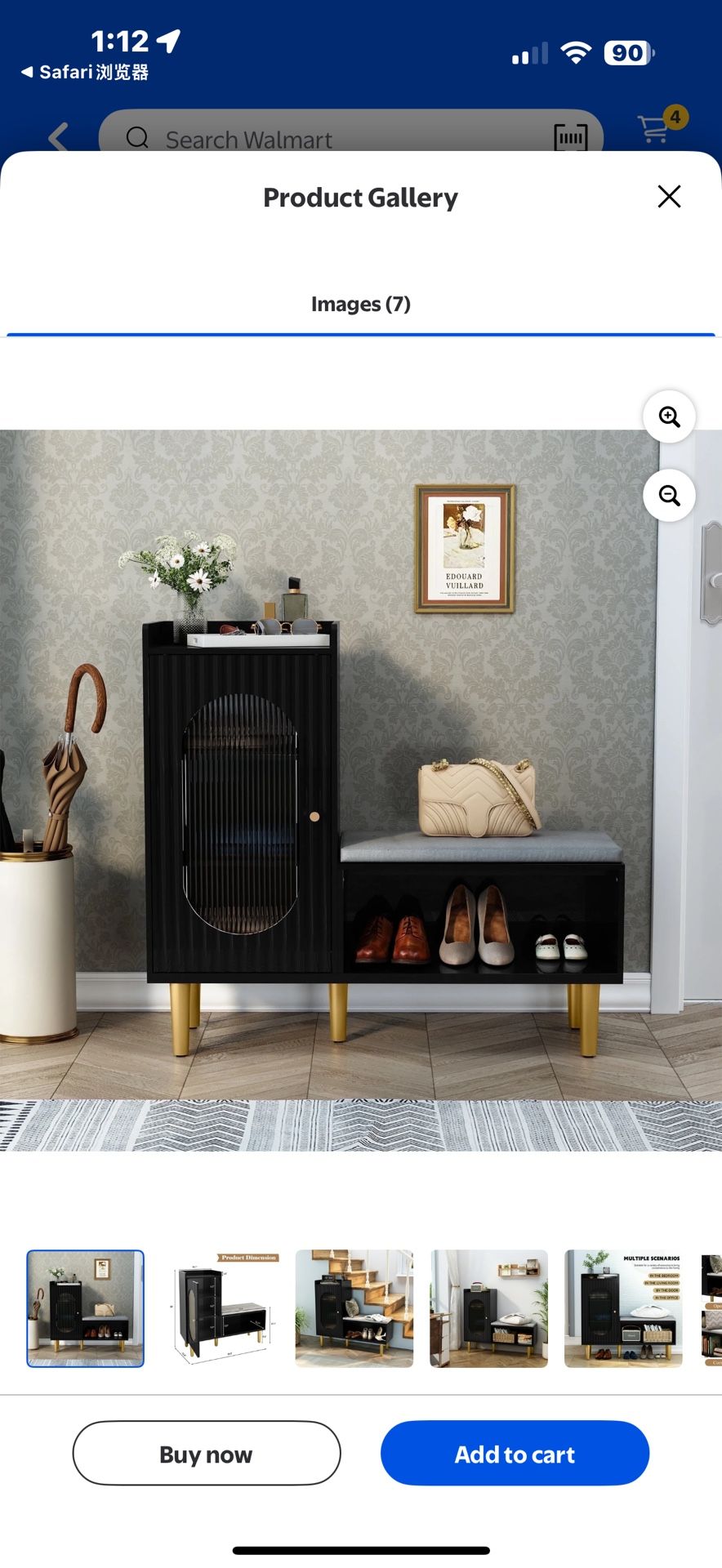 New in Box L-Shaped Storage Bench with Soft Cushion, Small Seat Organizer for Entryway Living Room, Black, YJJ230113