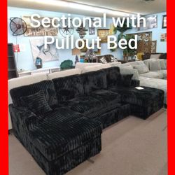 🤗 Two Chaise Sectional with Pullout Bed