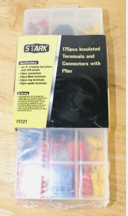 Stark 175pcs Insulated Electrical Terminals, Connectors & Crimping Pliers SEALED13221