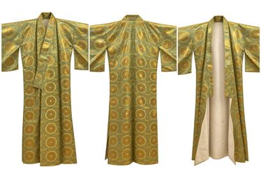 1950s Handmade Japanese Ceremonial Gold Thread  & Silk Kimono with Handmade Silk Dress