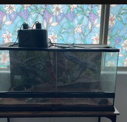 40 Gallon Front-Opening Reptile Enclosure with Background & Accessories