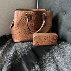 Brown 3-piece designer style handlebag set