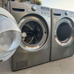 Grey Lg Washer And Dryer, 600$, Electric Efficient, Warranty 