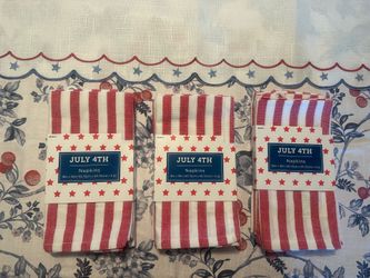 Patriotic striped 4th of July linen napkins