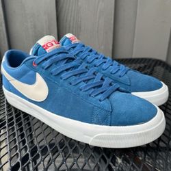 Nike SB skateboarding Grant Taylor Blazer Low blue suede men's shoes in size 12