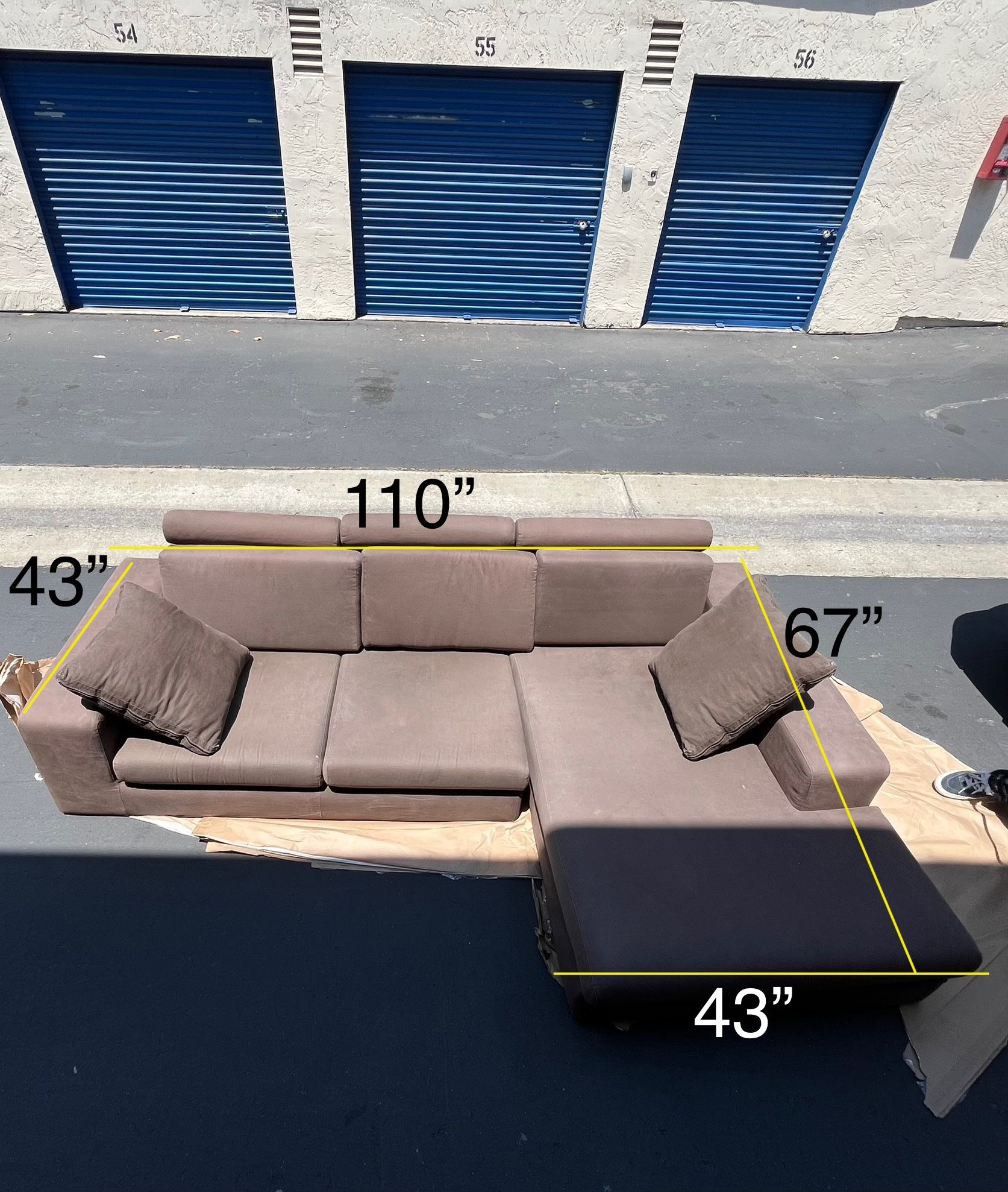 Brown sofa with chaise