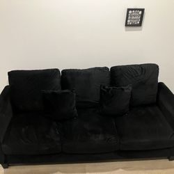 Black 3-Seater Sofa with Cushions – Great Condition – Bronx Local Pickup Only