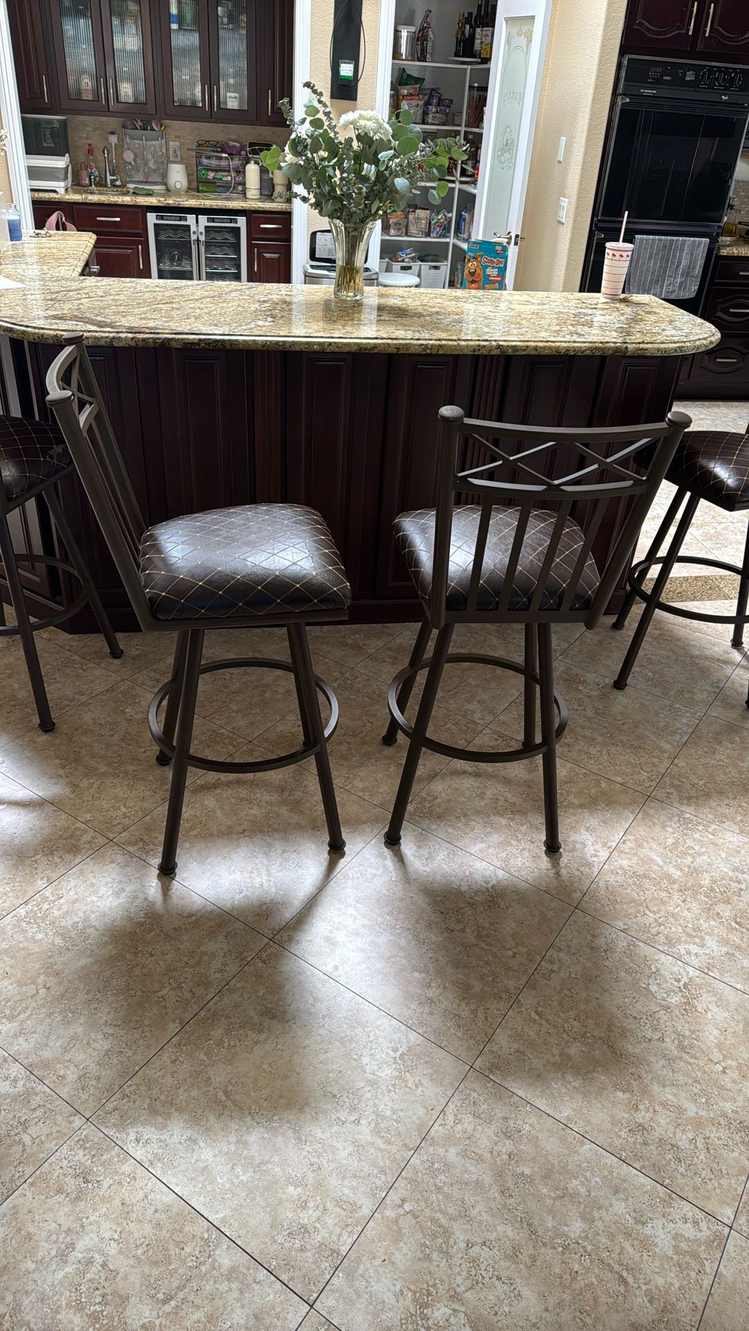 Brown Metal Bar Stools