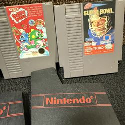 3 Nes Nintendo Games. Super Tecmo Bowl.  Bubble Bobble .  Top Gun 