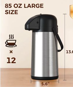 Stainless Steel Airpot Coffee Carafe 85 oz Keeps Hot & Cold