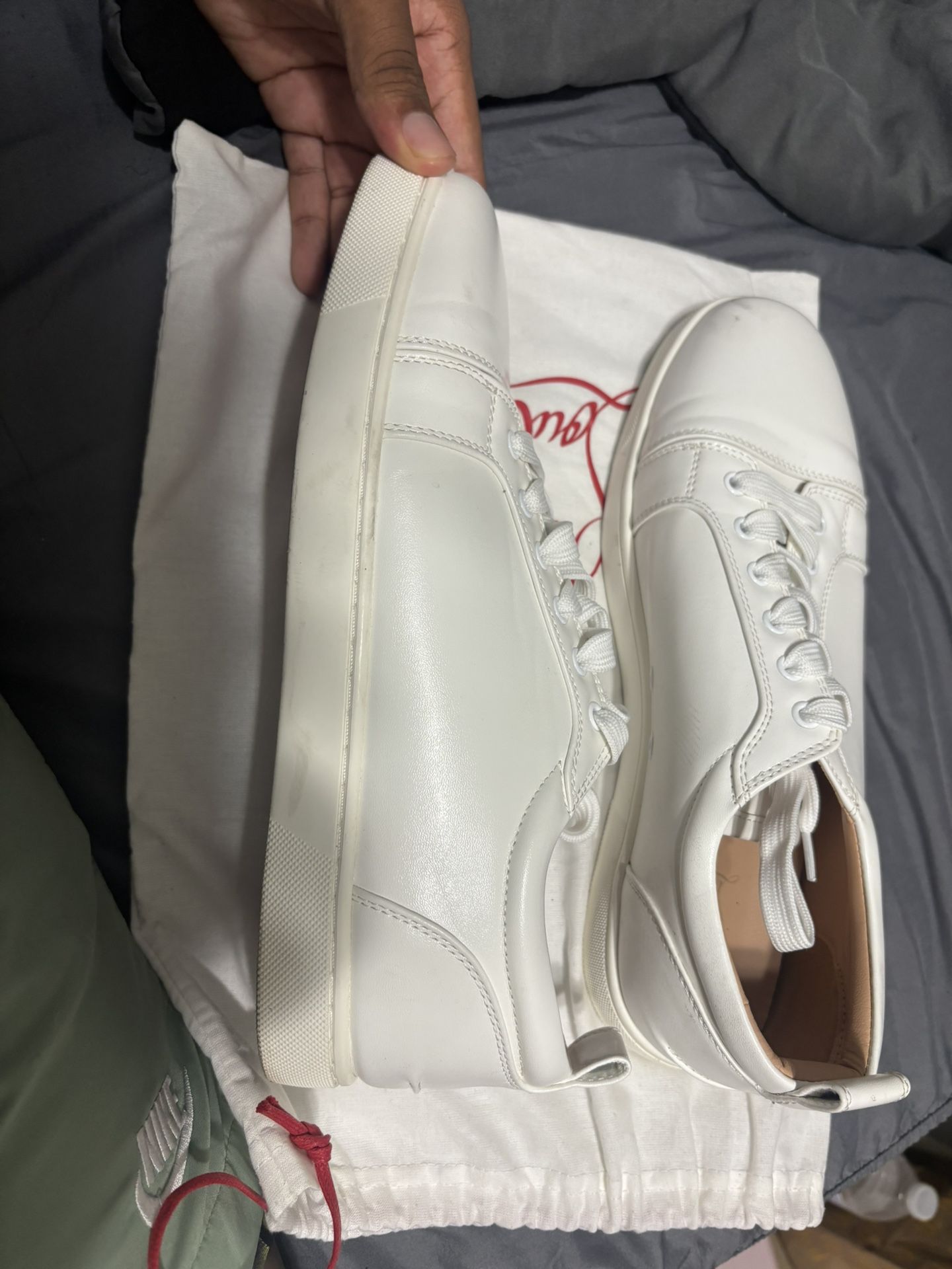 All White Christian Louboutin Louis Junior