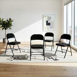 Homy Casa Fair 4 Piece Metal Folding Dining Chair Black
