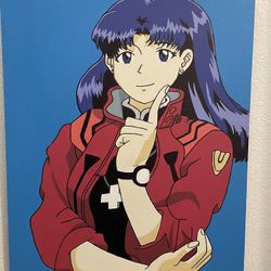 Neon Genesis Evangelion Misato Katsuragi Anime Painting Handmade Custom 16 x 20 inches