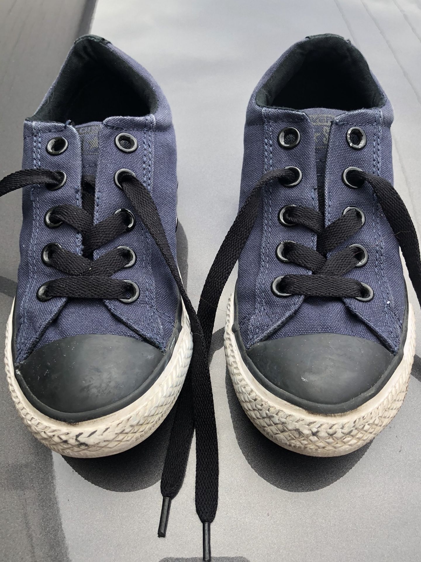 Denim blue and black, converse all-star sneakers, child size 1