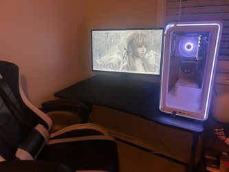 gaming table, monitor, and chair $250