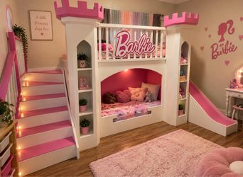 💗🏰 CUSTOM-BUILT BARBIE CASTLE LOFT BED – SOLID WOOD