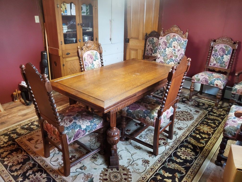 Antique table and chairs bought from chef boyardee mansion