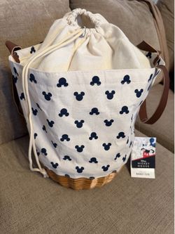 Disney Mickey Mouse Silhouette Coronado Canvas and Willow Basket Tote
