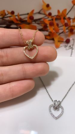 **NO FADE** Real Gold Plated Rhinestone Heart Pendant Necklace, Gold Color