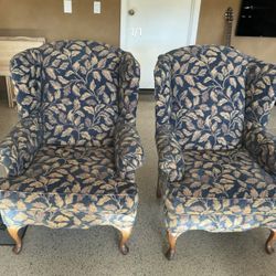 Wingback Chairs Pair