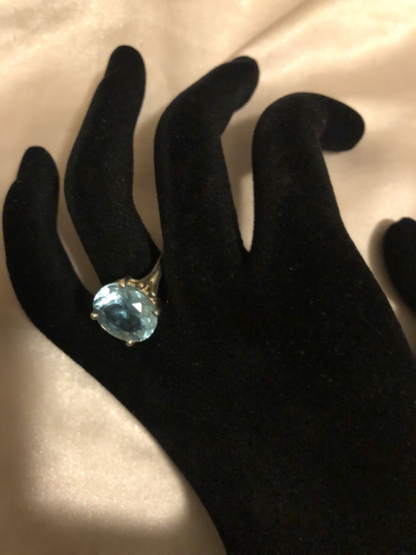 Sterling Silver Blue Topaz Ring Sz 8