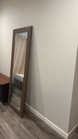 Full-Length Floor Mirror with Wood Frame
