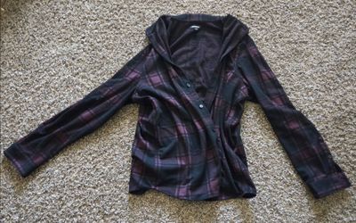Express Plaid Hooded Sweater Flannel shirt