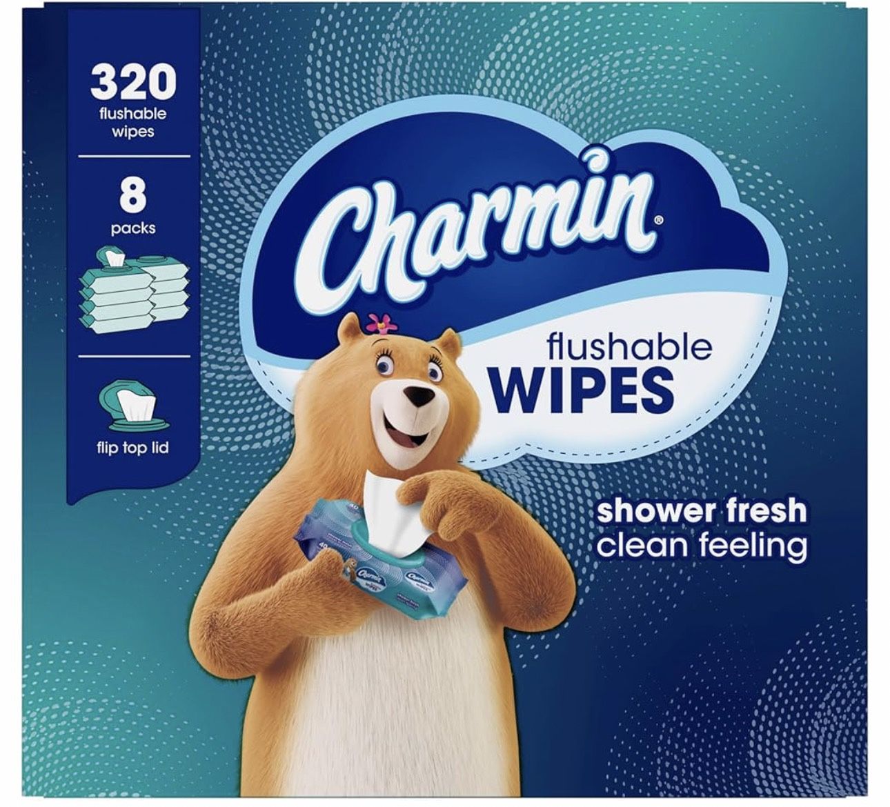 Charmin Flushable Wipes, 320 Total Wipes (8 Packs of 40)