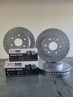 2007-2020 CADILLAC ESCALADE BRAKE KIT FRONT & REAR DRILLED & SLOTTED COATED ROTORS & BEST BRAKE PADS  INCLUDING HARDWARE