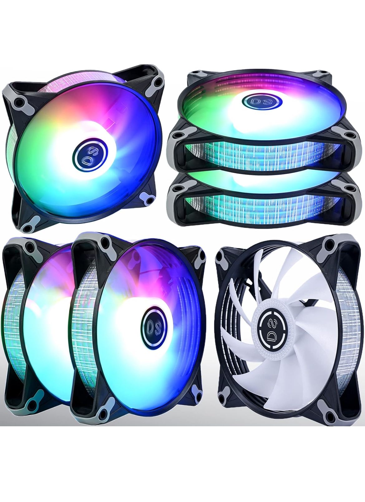 DS RGB Fans, 120mm 6 Pack CPU Case Cooling LED Fans *BRAND NEW*