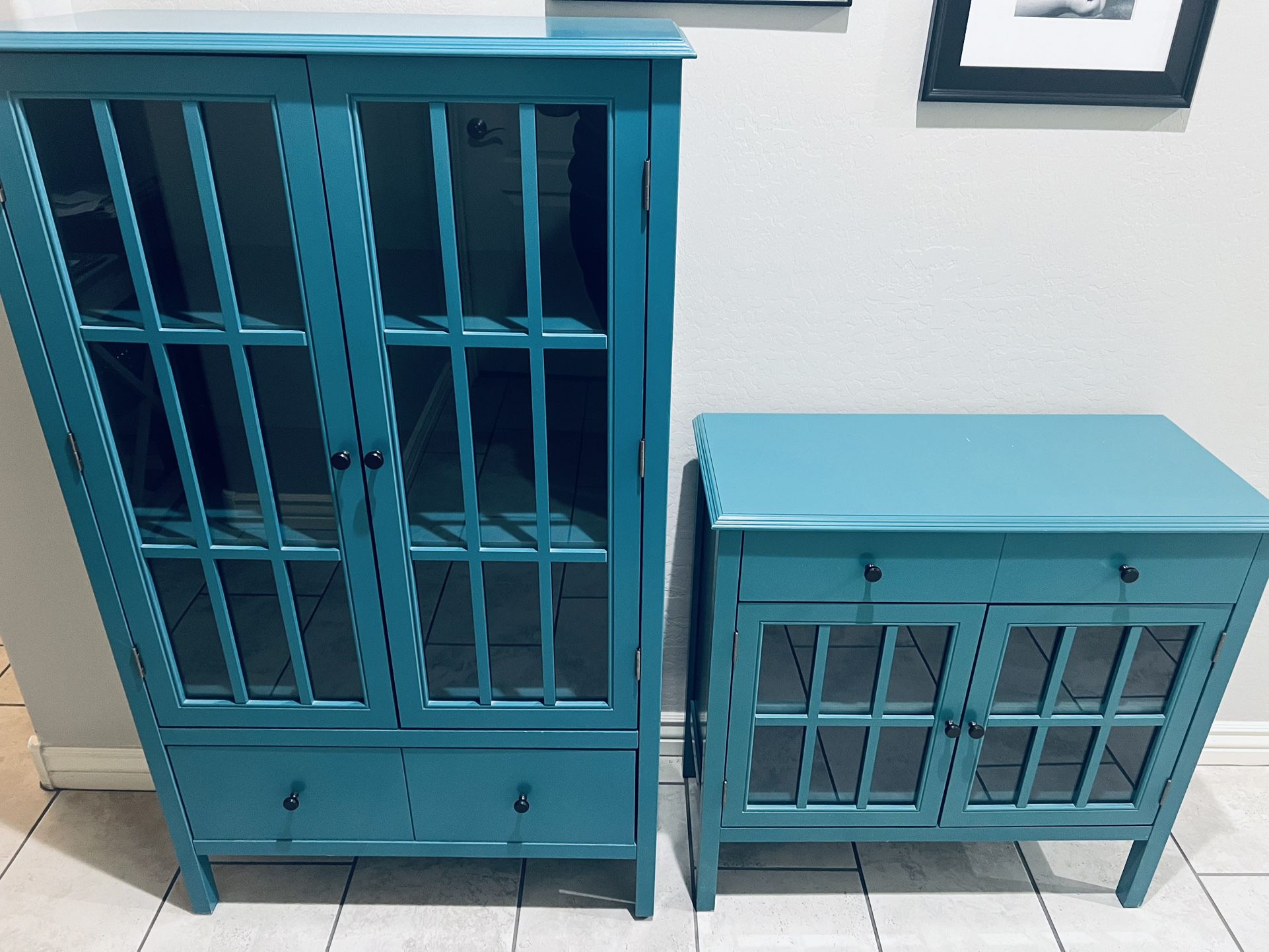 Windham Tall Storage Cabinet With Drawer Teal Threshold And 2 Door Accent Buffet/Entry Cabinet With Shelves