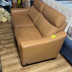 Leather sofa light sandy beige