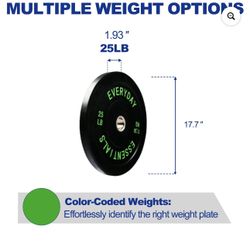 BalanceFrom Olympic Bumper Plate Weight Plate, 25 Ibs Pair Black