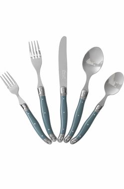 Laguiole 20 Piece Stainless Steel Flatware Set, Aegean Teal