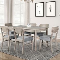 7 PIECE DINING TABLE SET GRAY TONES KITCHEN COMEDOR SILLAS